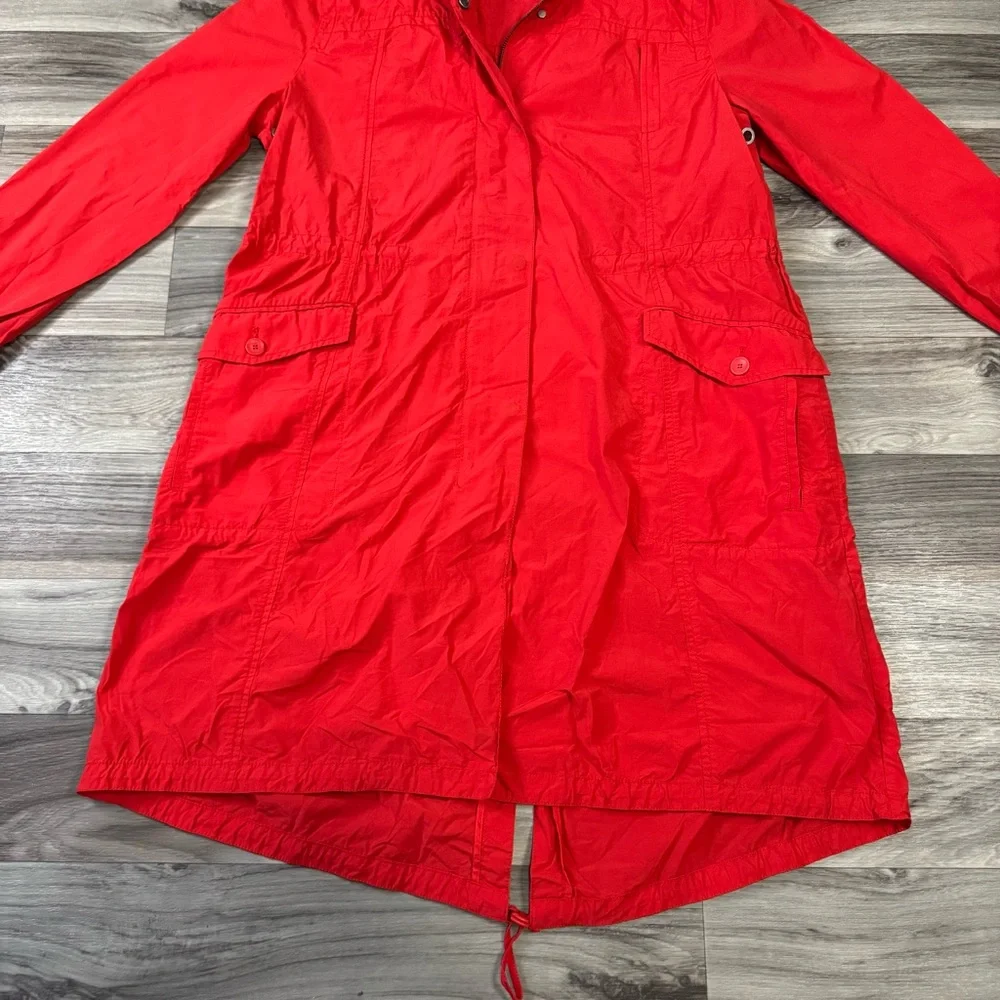 Eileen Fisher Hooded Long Anorak Jacket in Red Size Extra Large